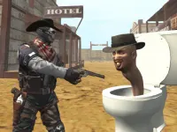 Cowboy vs Skibidi Toilets background